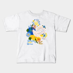 Stand with Ukraine. White dove Kids T-Shirt